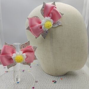 Pink Floral Hair Bow for Kids